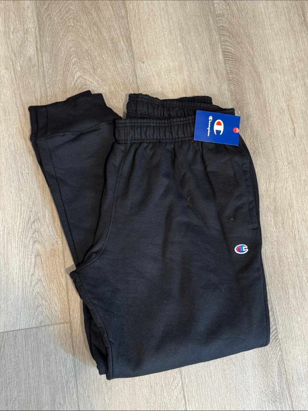 Champion Men’s Black Jogger Sweatpants with Logo Patch XL